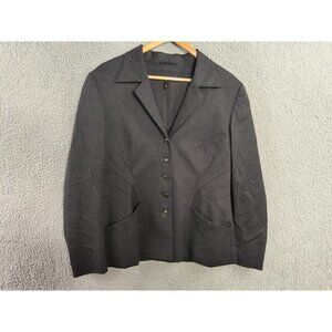 Escada Wool Collared Suit Jacket Blazer Dark Gray Womens German‎ Sz 42 US Sz 12
